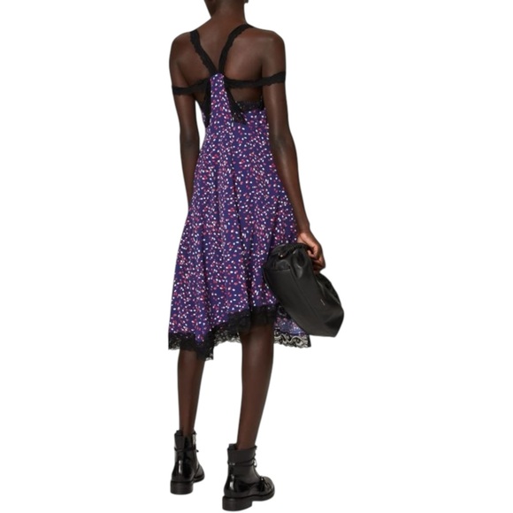 KOCHÉ COLLECTIVE Purple / Black Lace Trim Dot Romantic Slip Dress 36 /‎ 4 $364 - Picture 2 of 9